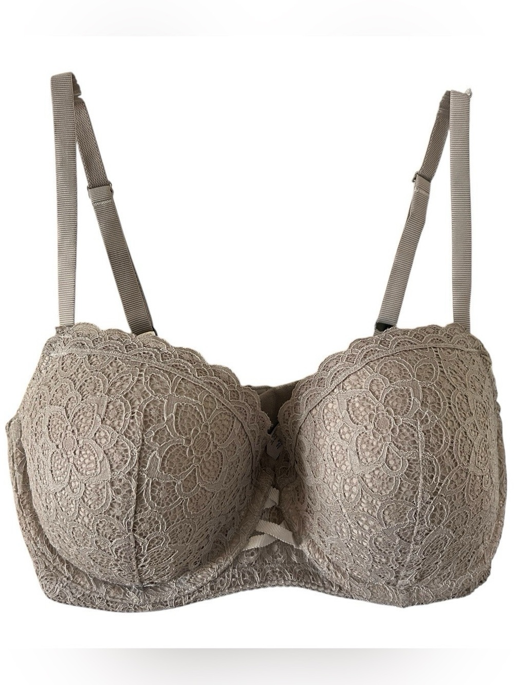 Victoria's Secret Dream Angels Lace Lined Underwire Demi Bra Size 36D Light Gray